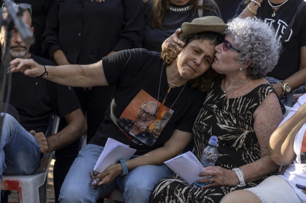 Ruti and Keren Munder mourn husband and father Avraham Munder who was taken hostage by Palestinian militants during their October 7 attack on Israel