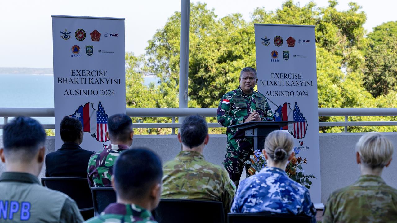 Lieutenant Colonel Hardian Saputra from TNI-AL addresses an audience at Parliament House. Picture: Department of Defence.