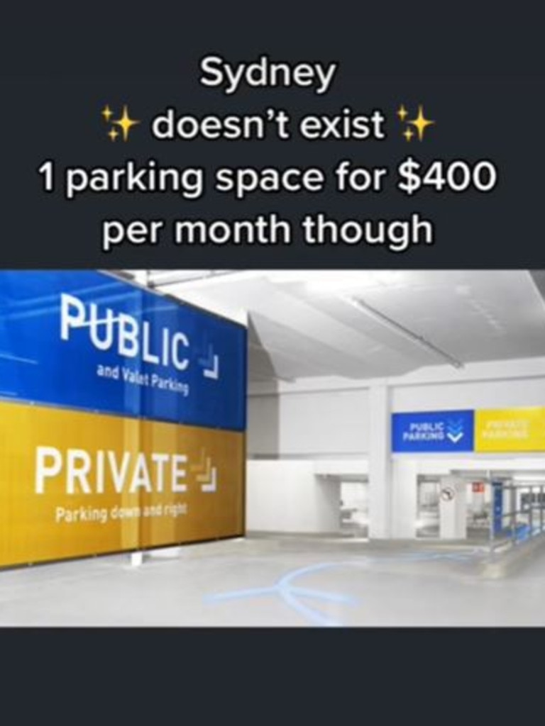 She could only find a parking spot for $400 in Sydney. Picture: TikTok