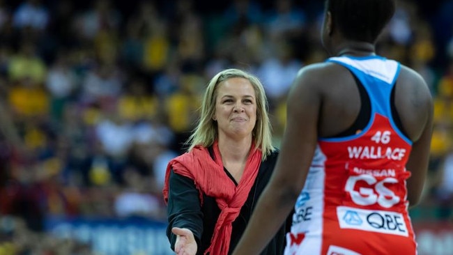 Coach Briony Akle after coaching the swifts to last year’s title.