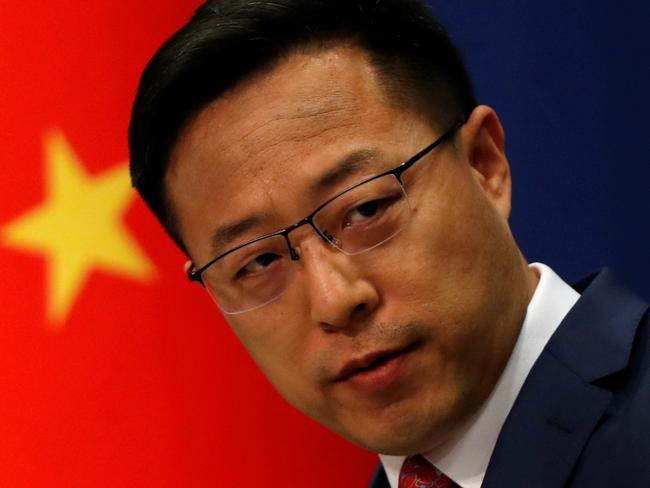 Chinese Foreign Ministry spokesman Zhao Lijian attends a news conference in Beijing, China April 8, 2020. REUTERS/Carlos Garcia Rawlins