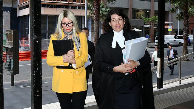 Elaine Stead arriving at the Federal court with Sue Chrysanthou in the Joe Aston defamation trial. Picture: Jane Dempster/The Australian.