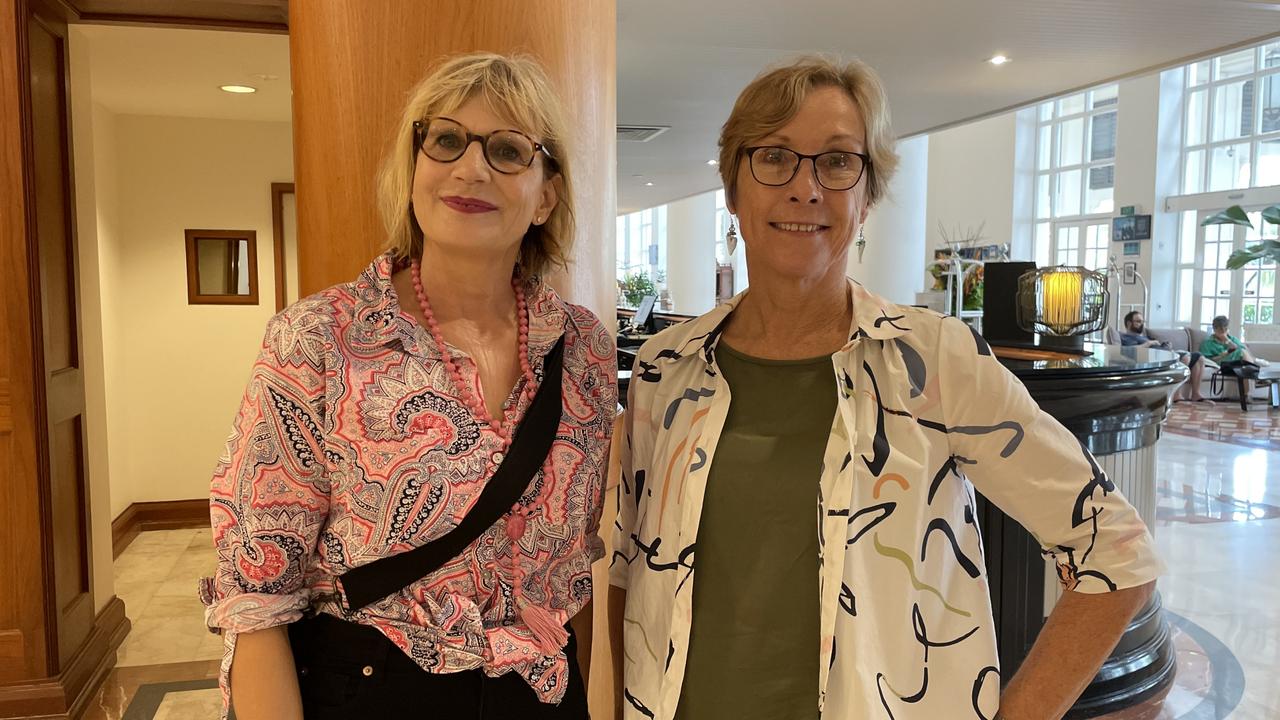 Playwright Angela Murphy and Kerstin Pilz at the Cairns Tropical Writers Festival. Picture: Kristina Puljak