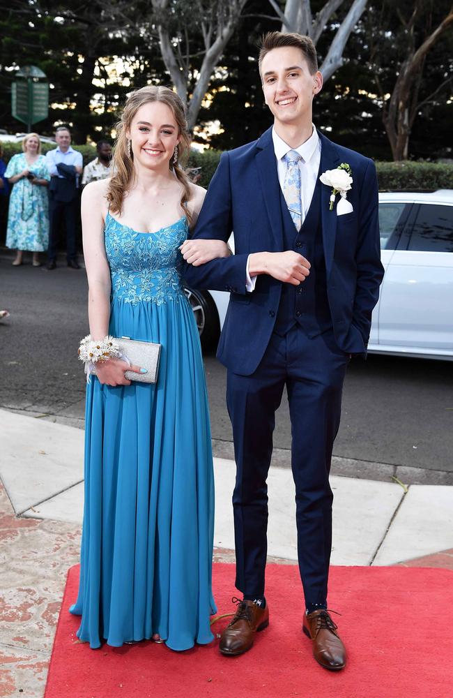 Olivia Skurman and Samuel Mullen at Centenary Heights State High School formal. Picture; Patrick Woods.