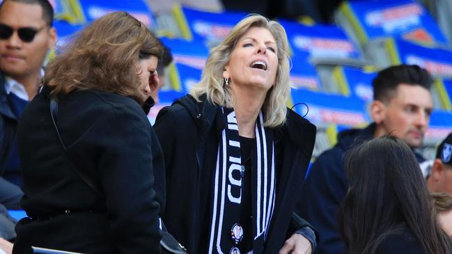 The 2018 AFL Premiership Grand Final. Collingwood Magpies v West Coast Eagles at the MCG. Mason Cox's mother Jeanette watches on. Picture: Mark Stewart