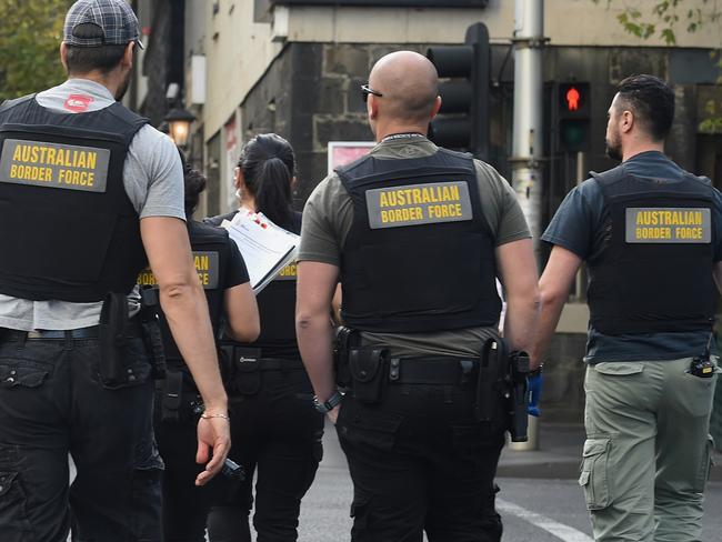 Australian Border Force officers in Melbourne CBD. Picture: Nicole Garmston