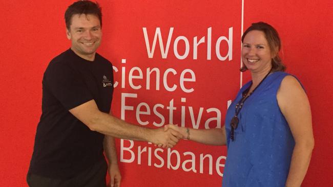 Wavell State High School science teacher Rachel Schnitzerling (right) with Rod Dowler, Discovery Centre Leader, Transformation and Engagement at Australia’s Nuclear science and Technology Organisation.