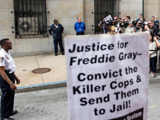 Baltimore Officer Caesar Goodson Jr. was acquitted of all charges in his murder trial for the death of Freddie Gray, at the Mitchell Court House June 23, 2016 in Baltimore, Maryland. Picture: AFP.
