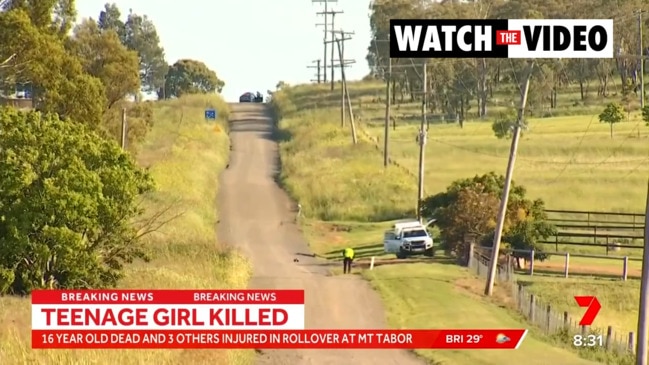 Teenage girl killed in ute rollover (7NEWS)