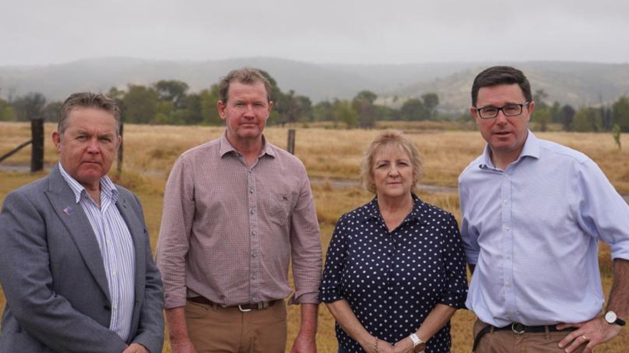 Colin Boyce MP, Glen Kelly farmer, Michelle Landry MP and Nationals Leader David Littleproud.