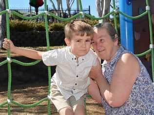 ANSWERS NEEDED: Robyn Connelly with her grandson Caleb, who stood on a syringe in his school playground. Picture: Meg Bolton