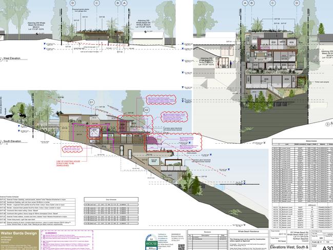 The plans for the Whale Beach property which were put before council.