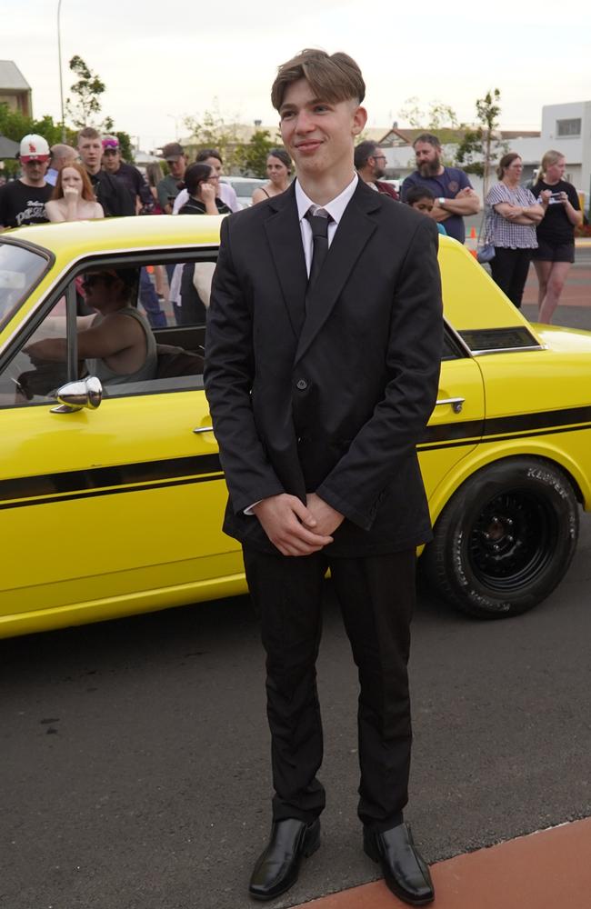 Bailey Orazio arriving at the 2023 Kingaroy State High School formal.