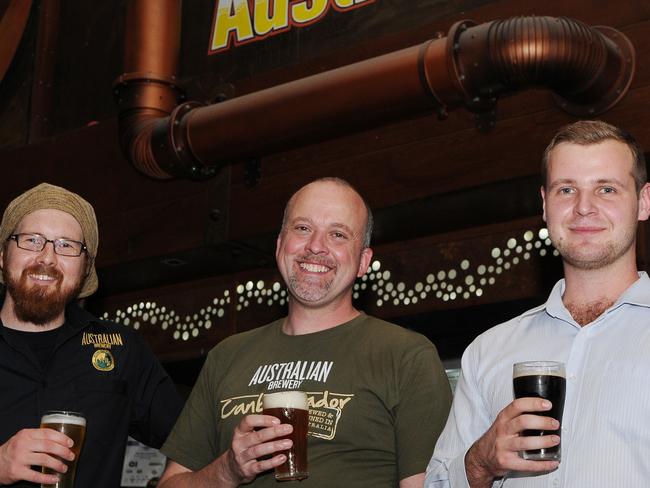 Former head brewer Neal Cameron (centre) with Dan Shaw and David Ward.