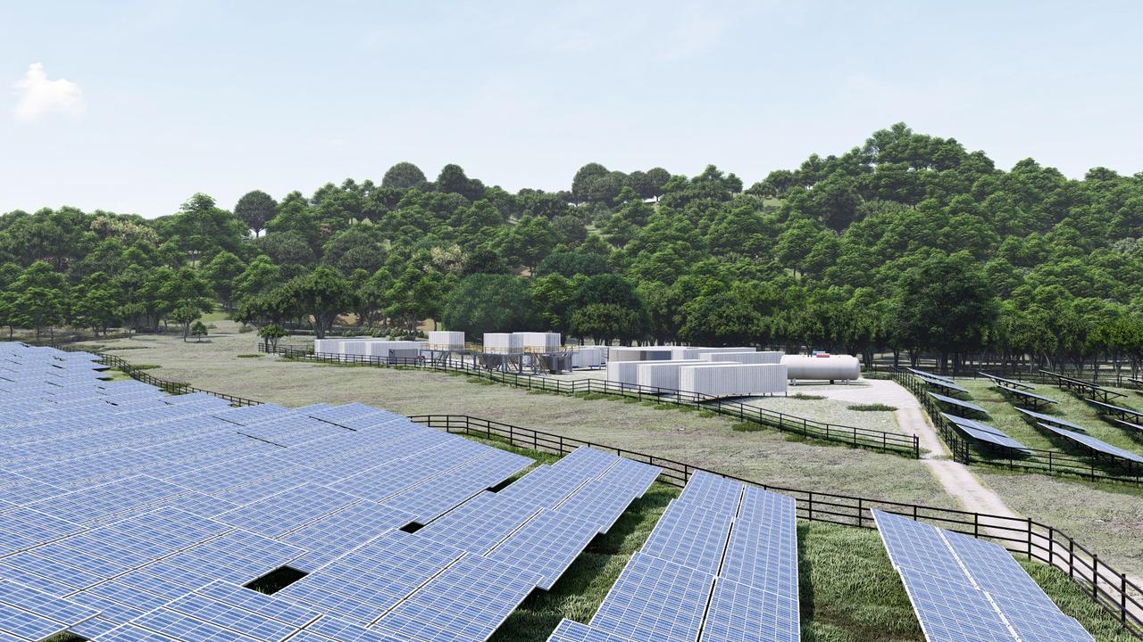 An artist impression of the planned solar farm in the Daintree to power the proposed microgrid. Picture: Supplied