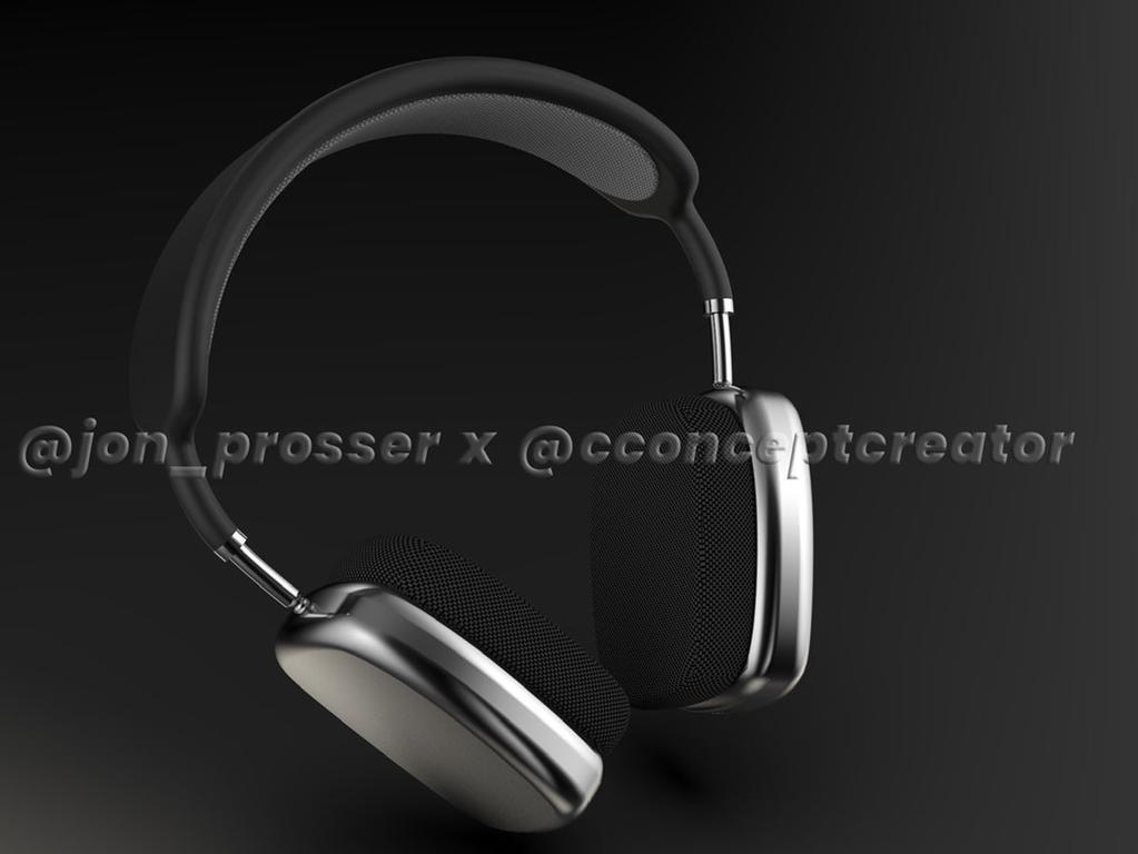 A render based on leaked information about the AirPods Studio. Picture: Jon Prosser