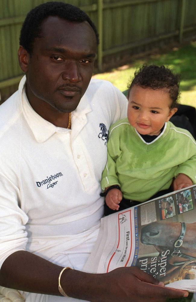 Carl Hooper and son Carl junior at the Albert Ground.