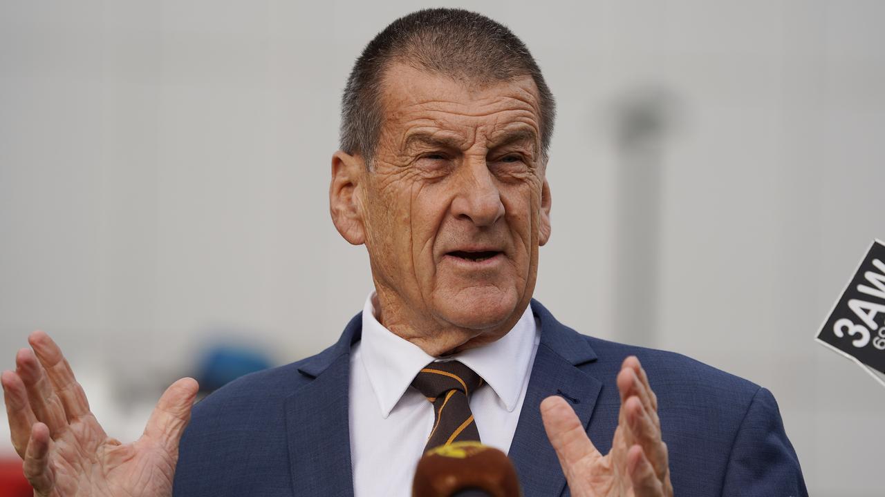 Hawthorn Football Club President Jeff Kennett addresses the media last year.