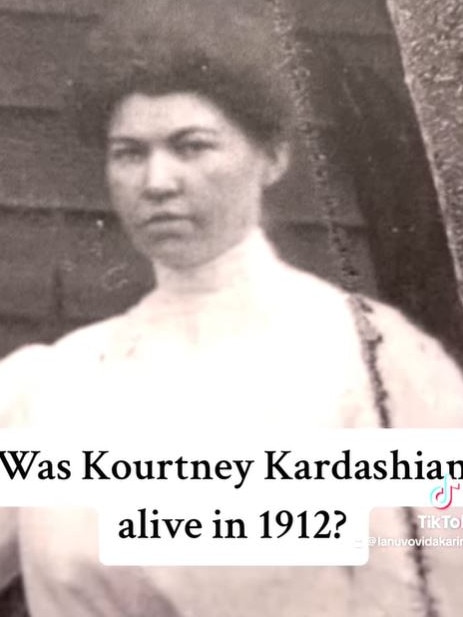 Kourtney Kardashian's doppelganger spotted in century-old photo.