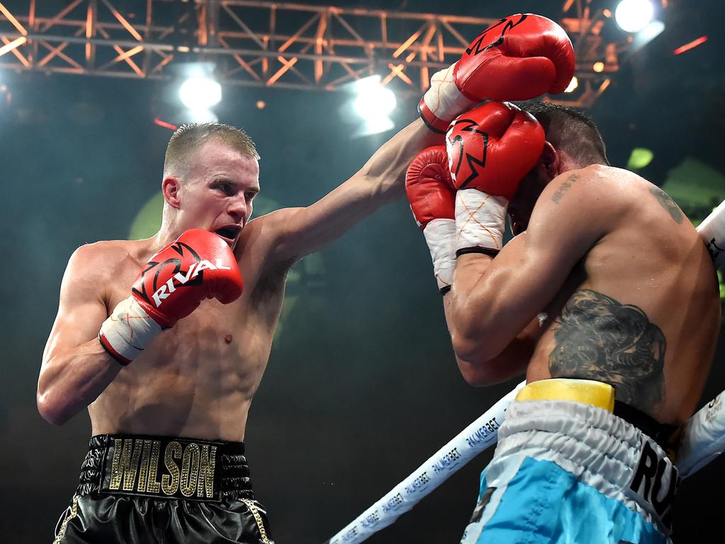 Liam Wilson shows off his long levers in his win over Matias Rueda. Picture: Getty Images