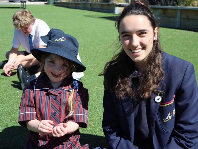 Ballarat Christian College preps started their first morning with Year 12 buddies. Picture: Ballarat Christian College