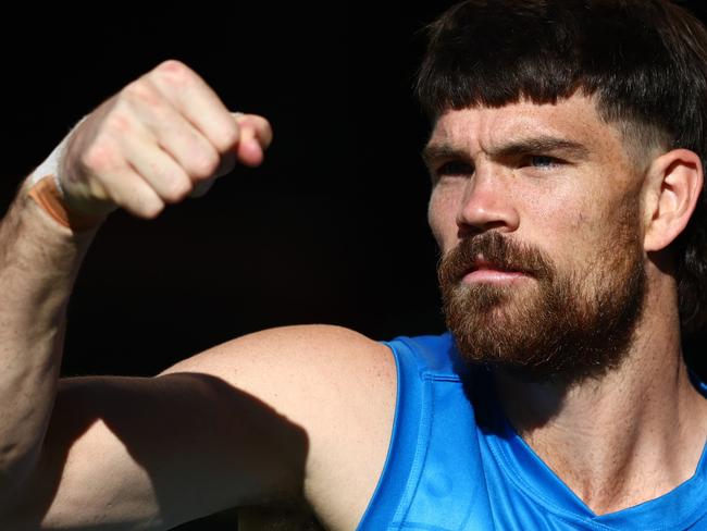 GOLD COAST, AUSTRALIA - MAY 23: Sam Collins of the Suns during a Gold Coast Suns AFL media opportunity at Austworld Centre Oval on May 23, 2023 in Gold Coast, Australia. (Photo by Chris Hyde/Getty Images)