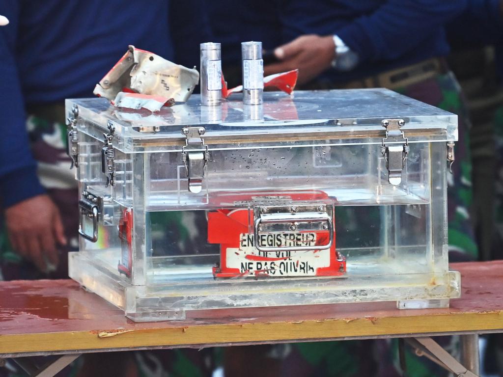 A flight data recorder recovered from Sriwijaya Air flight SJ182 Boeing 737-500. Picture: Adek Berry/ AFP