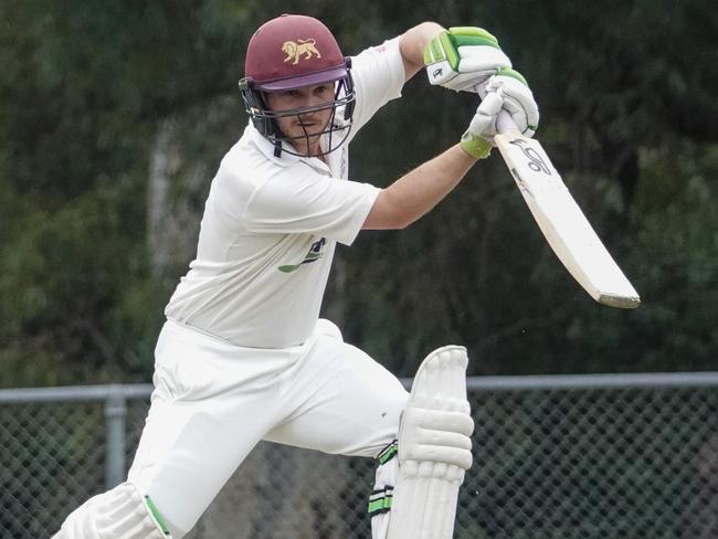 Premier Cricket: Fitzroy-Doncaster v Kingston Hawthorn. Fitzroy-Doncaster batter Liam Banthorpe. Picture: Valeriu Campan