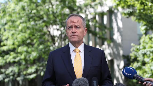 Opposition Leader Bill Shorten holding a press conference at Parliament House in Canberra. Picture Kym Smith