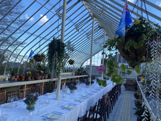 The Turner glasshouse at the back of the property was completely renovated by the Australian Government in 2011, extending outdoor entertainment and dining well beyond the summer months. Picture: Gary Gray