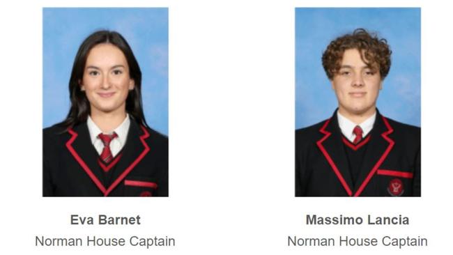 Balcombe Grammar School Norman House captains for 2025: Eva Barnet and Massimo Lancia.