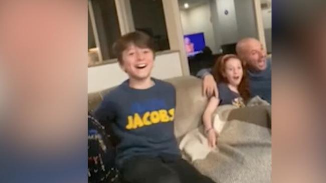 George Calombaris and his kids watch The Masked Singer.