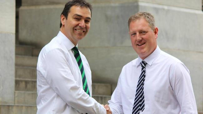 SA Liberal leader Steven Marshall with former Liberal MP for Mount Gambier Troy Bell. Picture Facebook