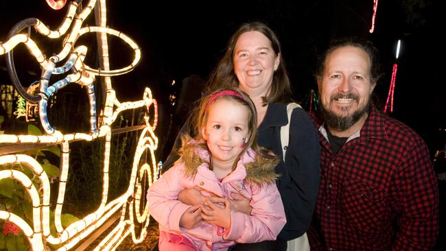 (From left) Katie, Brenda and Shane Buttress at Toowoomba's Christmas Wonderland in Queens Park, Saturday, December 03, 2011. Photo Kevin Farmer / The Chronicle