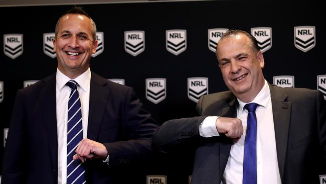 Peter V'landys’ (right) vision for the NRL to restart on May 28 came to fruition.