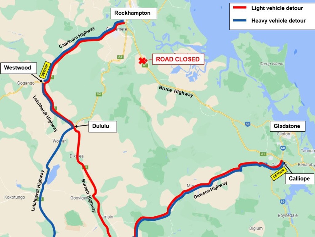 Traffic heading north and south of Rockhampton are being diverted through Biloela.