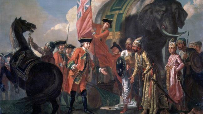 Robert Clive meeting with Mir Jafar after the Battle of Plassey. Painting by Francis Hayman.