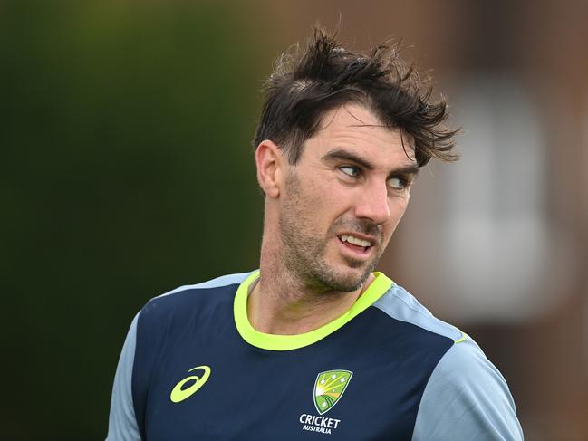 Pat Cummins of Australia looks on during a training session before the ICC World Test Championship Final against South Africa in Beckenham, England. Picture: Getty Images