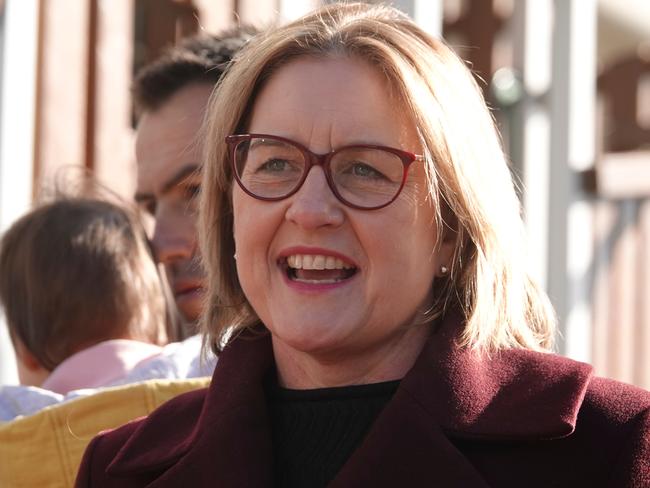 MELBOURNE, AUSTRALIA - NewsWire Photos - 18 MAY 2025. Premier Jacinta Allan, makes an announcement about free public transport for children under 18 atPlayground in Preston.  Picture: NewsWire / Valeriu Campan