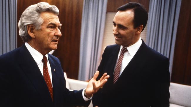 Bob Hawke and Paul Keating in the Prime Minister’s office in Old Parliament House.