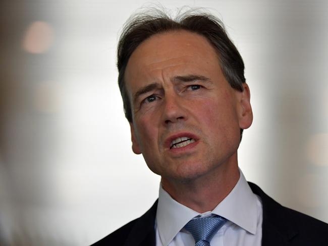 Minister for Health Greg Hunt talks to reporters. Picture: Getty Images.