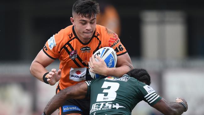 Tino Fa’asuamaleaui, pictured for Easts Tigers in the Queensland Cup last year, is pushing to make his NRL debut for Melbourne Storm.