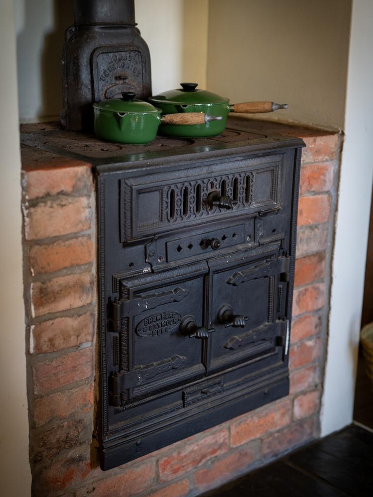 An authentic stove fireplace.