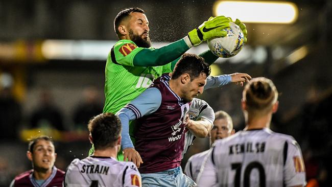 Adelaide United goalkeeper Paul Izzo has shone during a string of tough away trips this campaign. Picture: AAP Image/Brendan Esposito