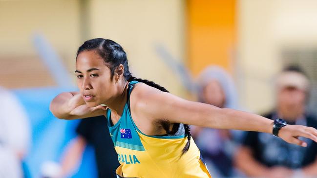 Lyvante Suemai at the 2019 Oceania Champs in Townsville, competing in under 18 shot put event.