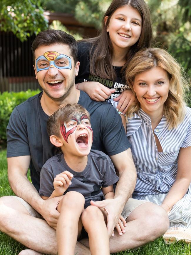 Volodymyr Zelensky with wife Olena Zelenska and their children Oleksandra, 18, and Kyrylo, 9. Picture: @olenazelenksa_official Instagram / Supplied