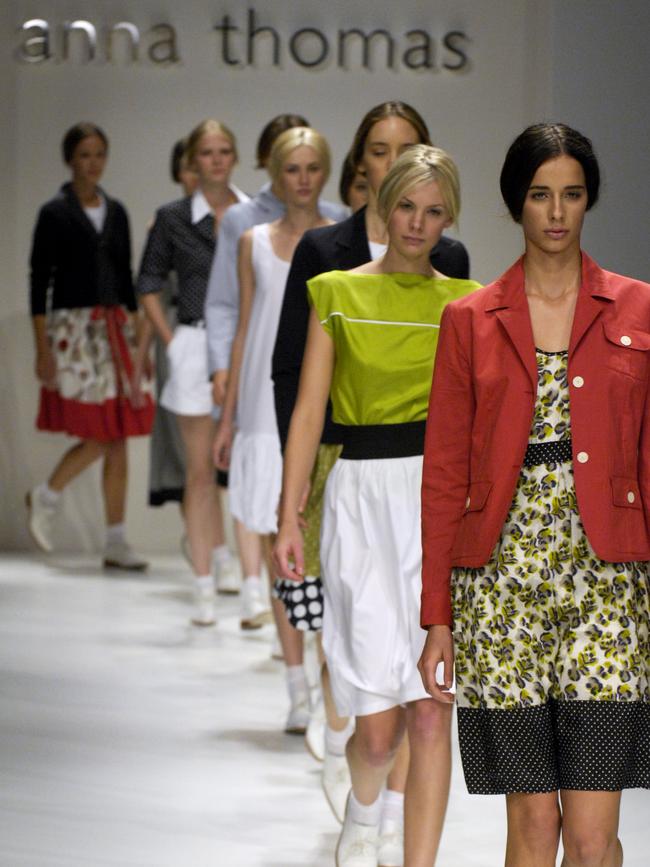 Models wearing Anna Thomas’s designs during Australian Fashion Week in Sydney.