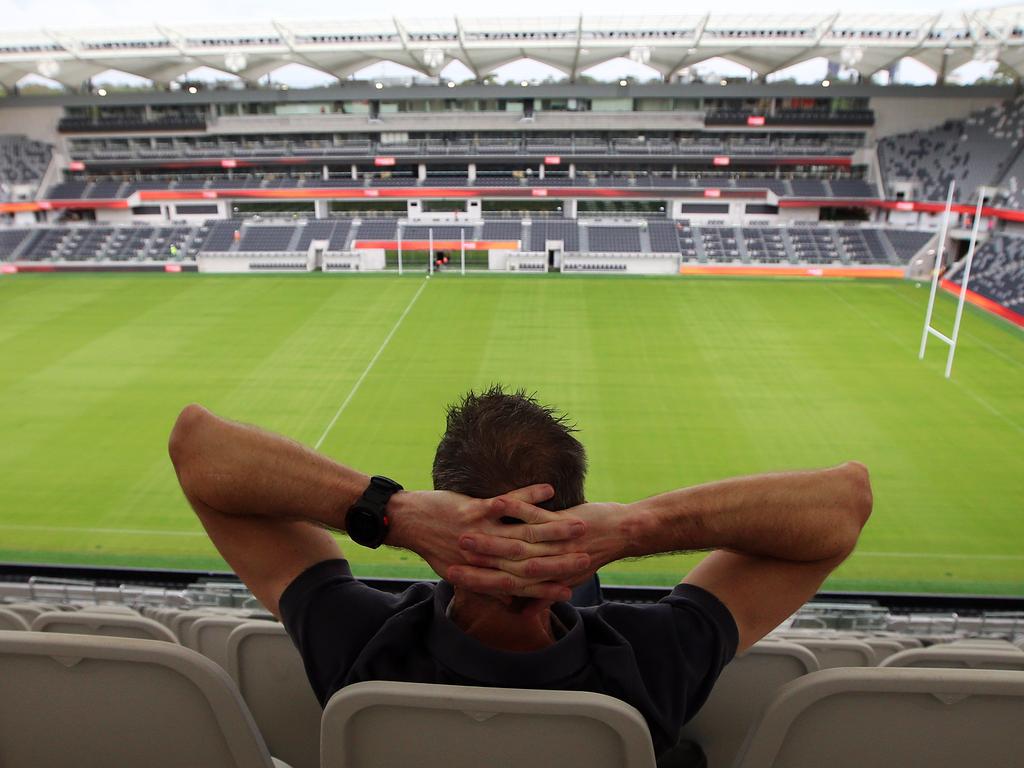 SUNDAY TELEGRAPH - 30/3/19Sunday Telegraph gets a first look at the new Bankwest Stadium in Parramatta which will open in a few weeks. View from the back of the stadium. Picture, Sam Ruttyn