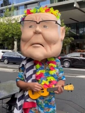 The character was also seen holding a ukulele, in reference to the PM’s interview with Karl Stefanovic on 60 Minutes