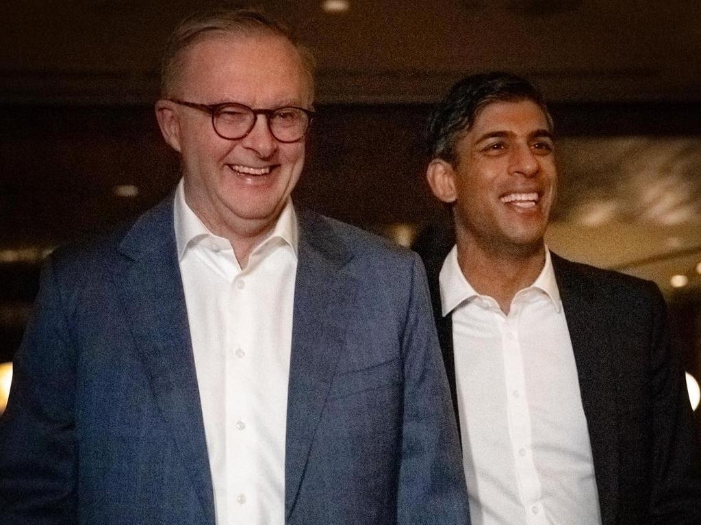 Australian Prime Minister Anthony Albanese and Prime Minister of the United Kingdom Rishi Sunak in San Diego. Picture: Instagram